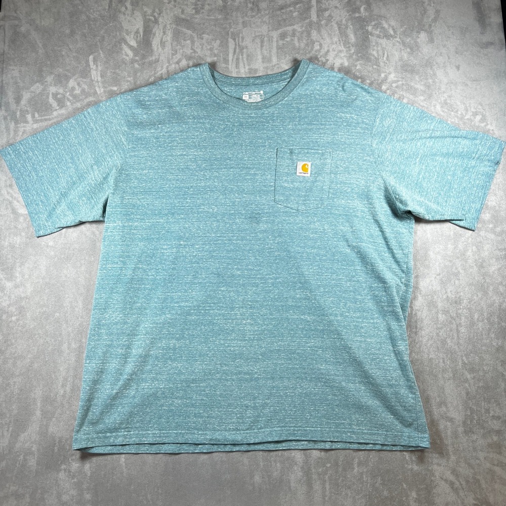 Carhartt Mens K87 Loose Fit Pocket T-Shirt 3XL Heather Teal Blue Short Sleeve